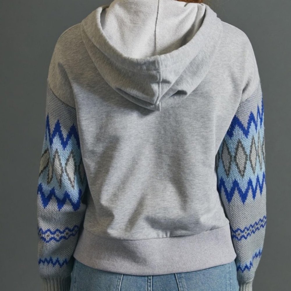 Anthropologie Knit Bohemian Sleeves Demeter Stitch Sleeve Hoodie Grey Size‎ XS - Picture 3 of 12